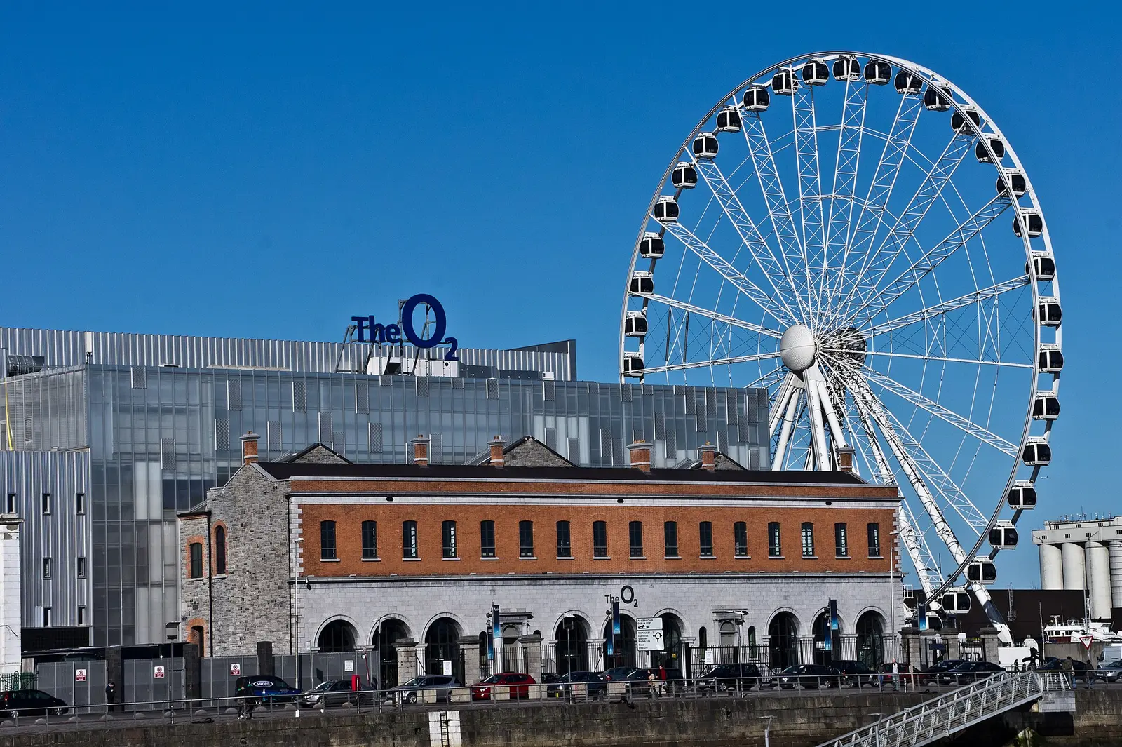 3Arena and ferris wheel above the red-brick building on Dublin docklands