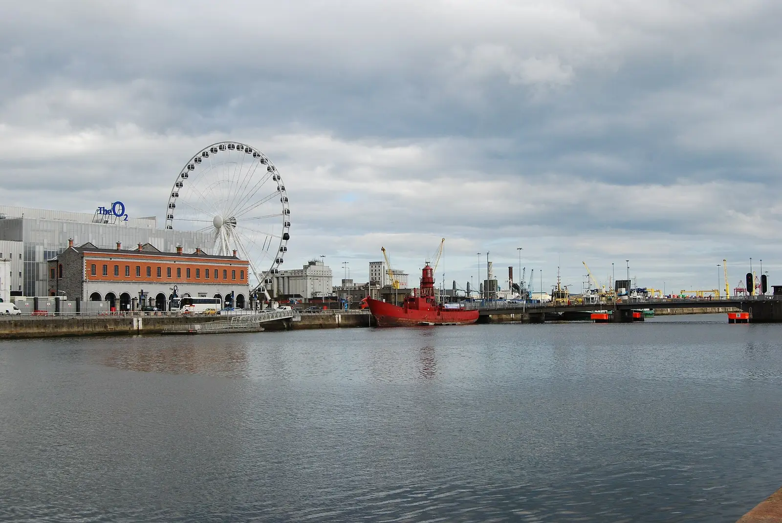 3Arena and ferris wheel seen across the River Liffey at Dublin docklands